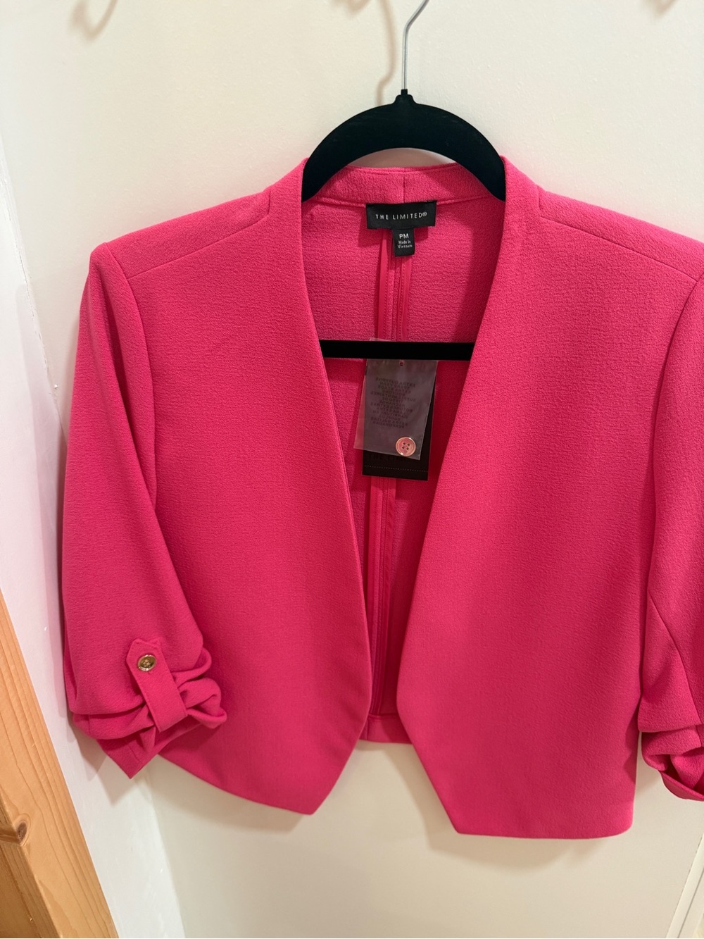 The Limited Hot Pink Cropped Open-Front Blazer nwt size med petite